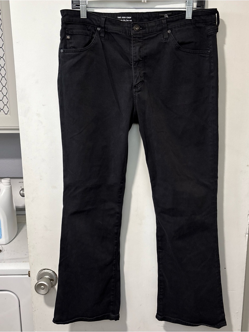 AG Adriano Goldschmied Jodi Crop High Rise Slim Flare Crop Pants Black Size 32